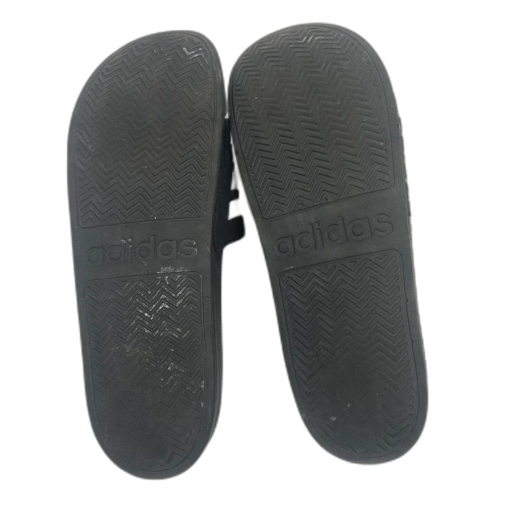 Adidas Men’s Slides Size 13 Black White 3 Stripe Sandals Shower Pool